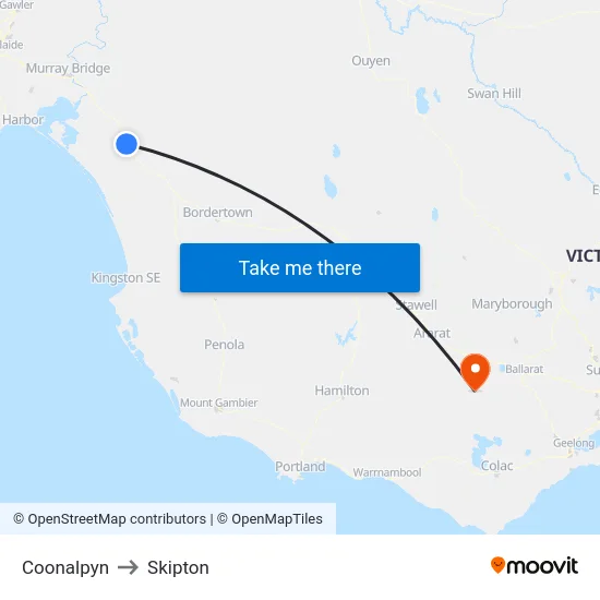 Coonalpyn to Skipton map