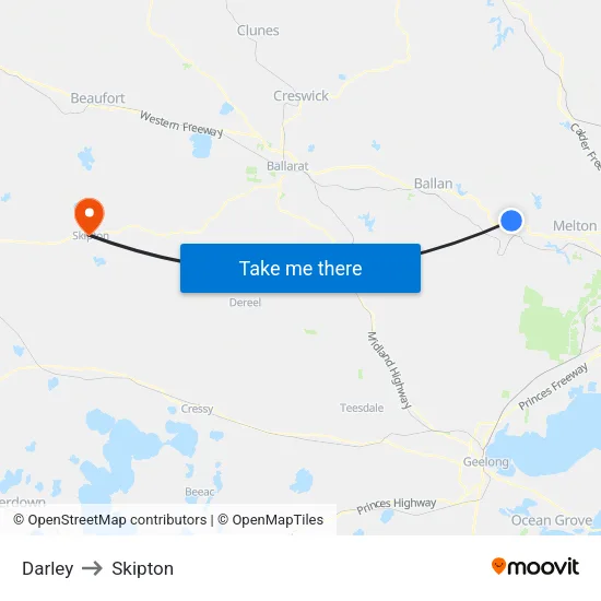 Darley to Skipton map