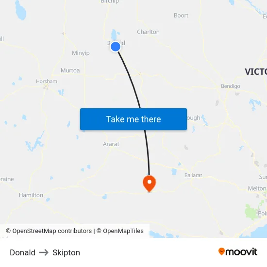 Donald to Skipton map