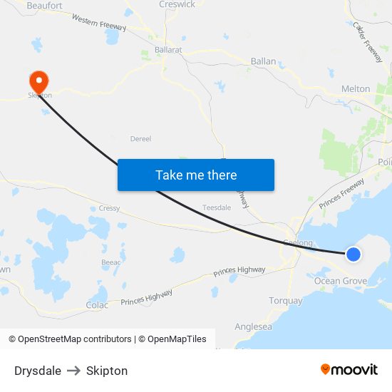 Drysdale to Skipton map