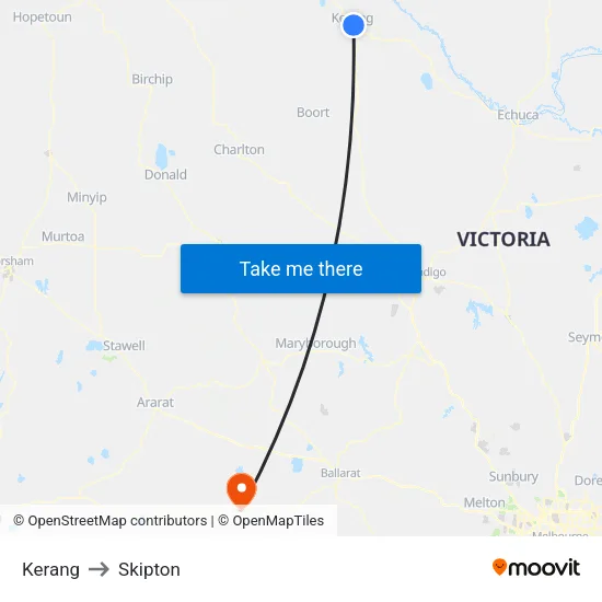 Kerang to Skipton map
