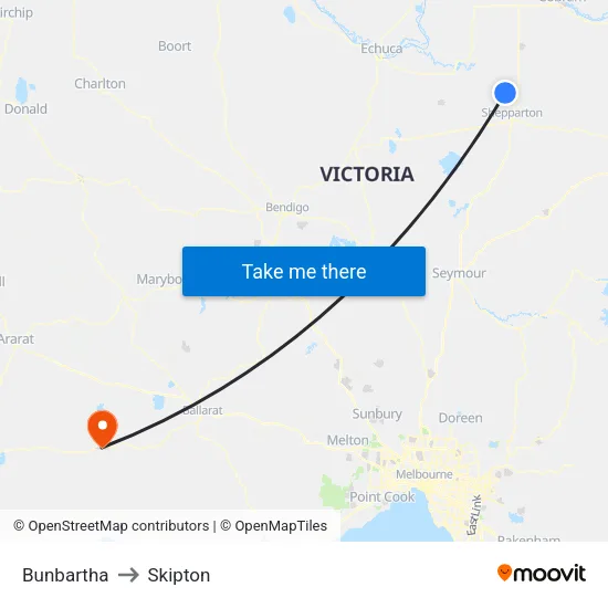 Bunbartha to Skipton map