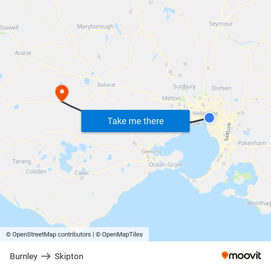 Burnley to Skipton map