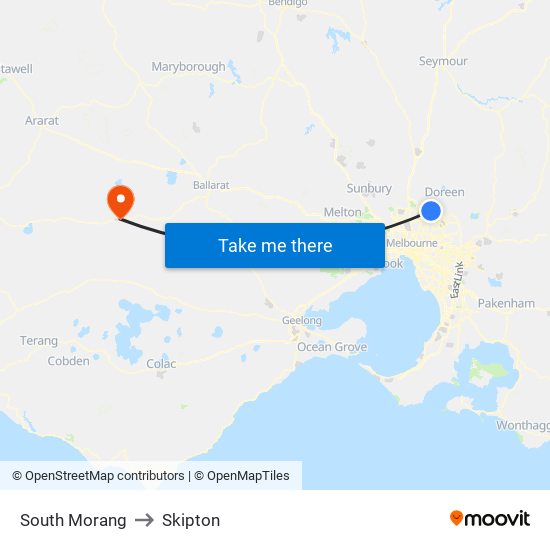 South Morang to Skipton map
