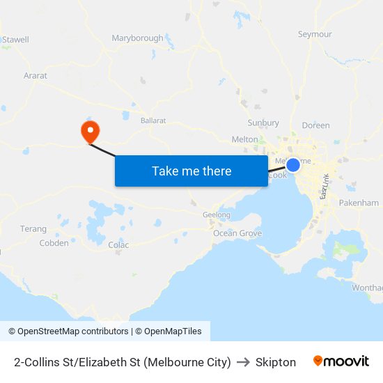 2-Collins St/Elizabeth St (Melbourne City) to Skipton map