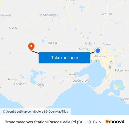 Broadmeadows Station/Pascoe Vale Rd (Broadmeadows) to Skipton map