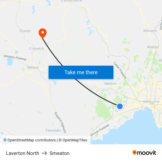 Laverton North to Smeaton map