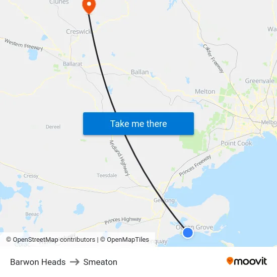 Barwon Heads to Smeaton map
