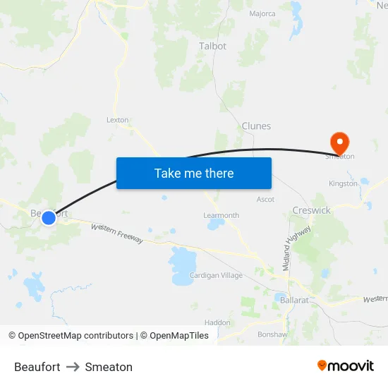 Beaufort to Smeaton map