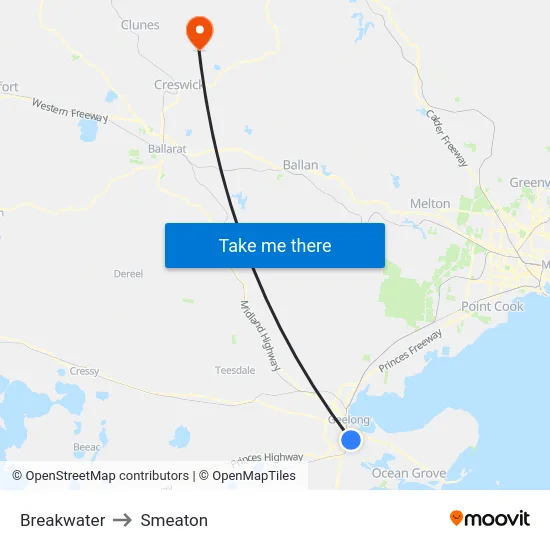 Breakwater to Smeaton map