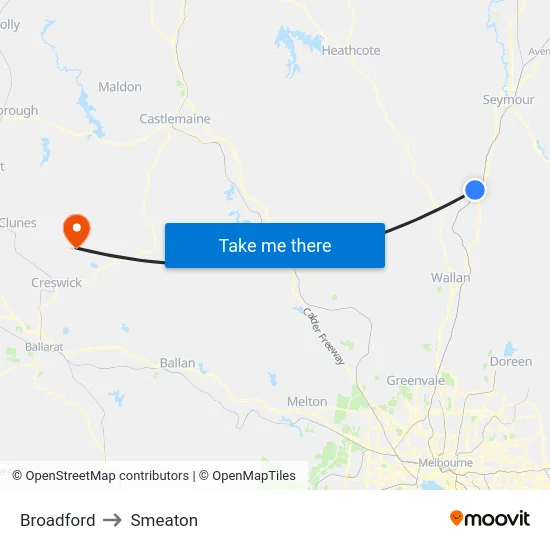Broadford to Smeaton map
