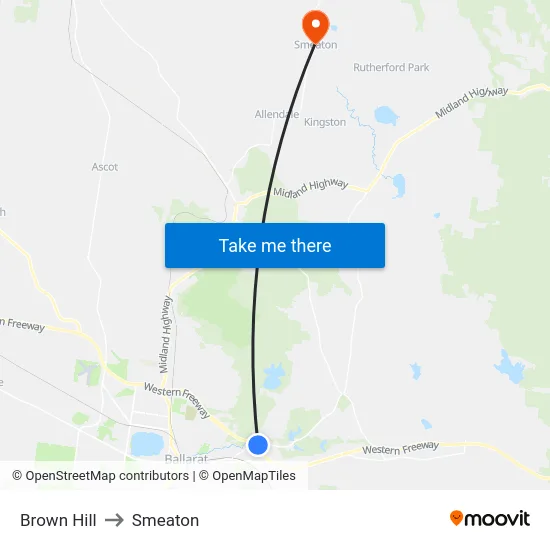 Brown Hill to Smeaton map