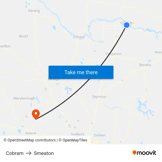 Cobram to Smeaton map