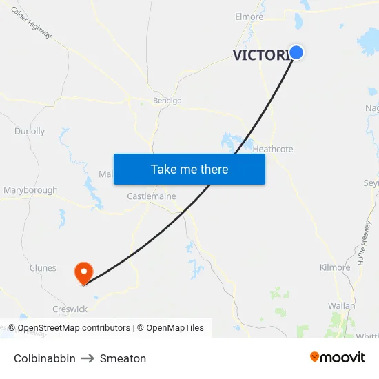 Colbinabbin to Smeaton map