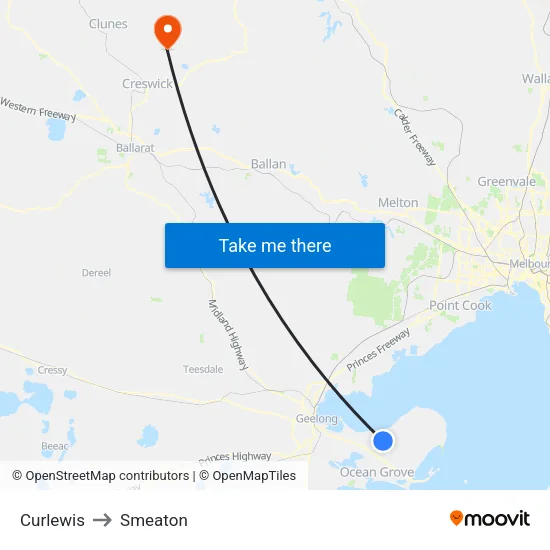 Curlewis to Smeaton map