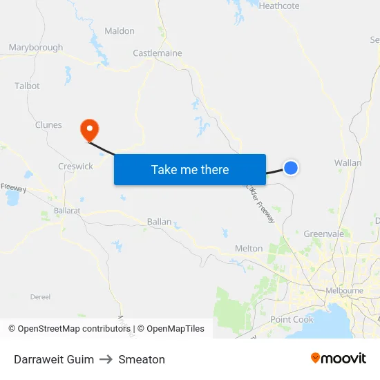 Darraweit Guim to Smeaton map