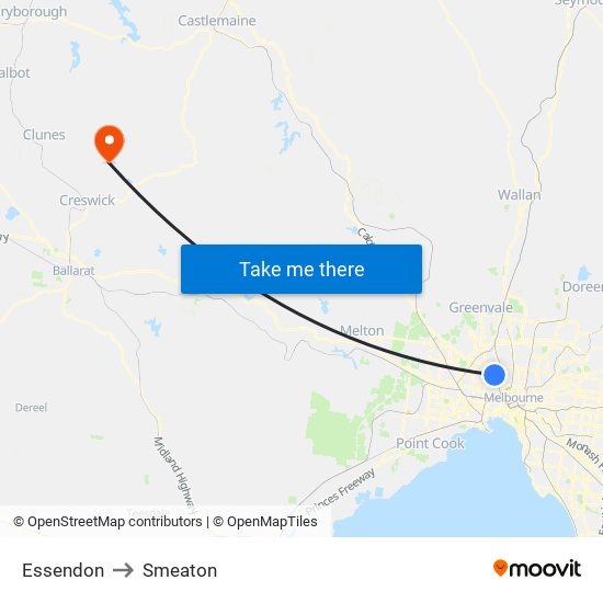 Essendon to Smeaton map