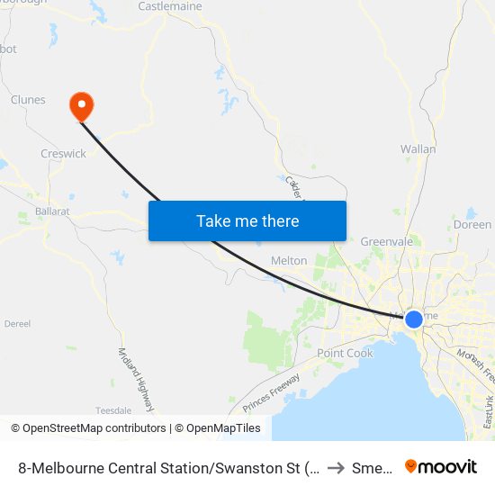 8-Melbourne Central Station/Swanston St (Melbourne City) to Smeaton map