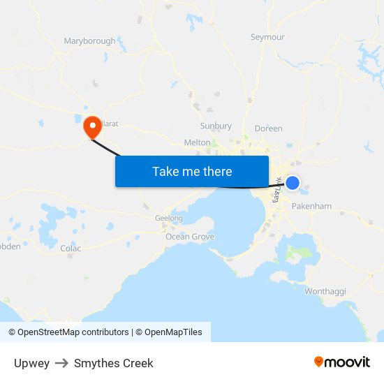 Upwey to Smythes Creek map