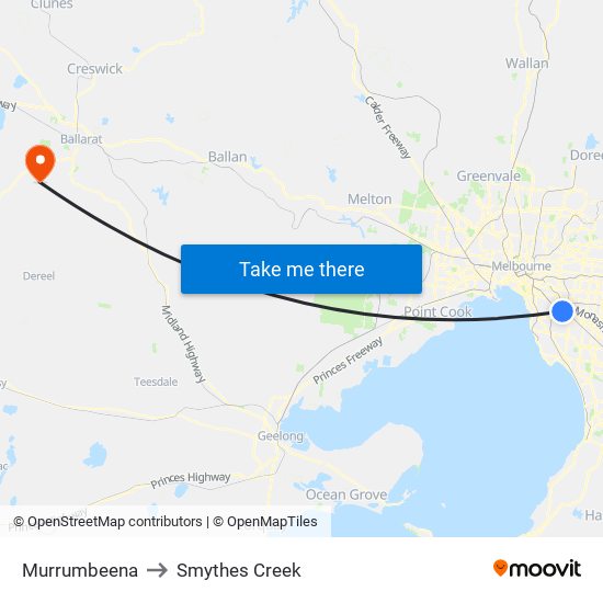 Murrumbeena to Smythes Creek map