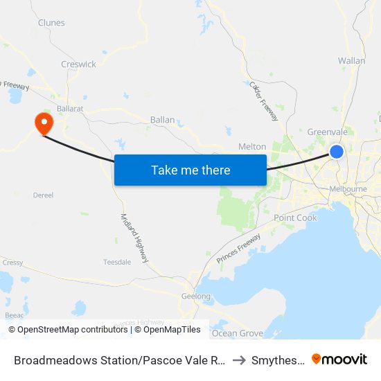 Broadmeadows Station/Pascoe Vale Rd (Broadmeadows) to Smythes Creek map