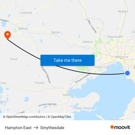 Hampton East to Smythesdale map