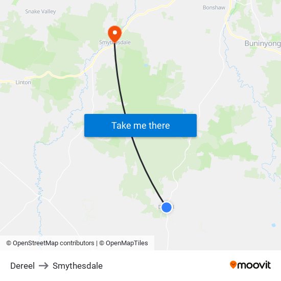 Dereel to Smythesdale map