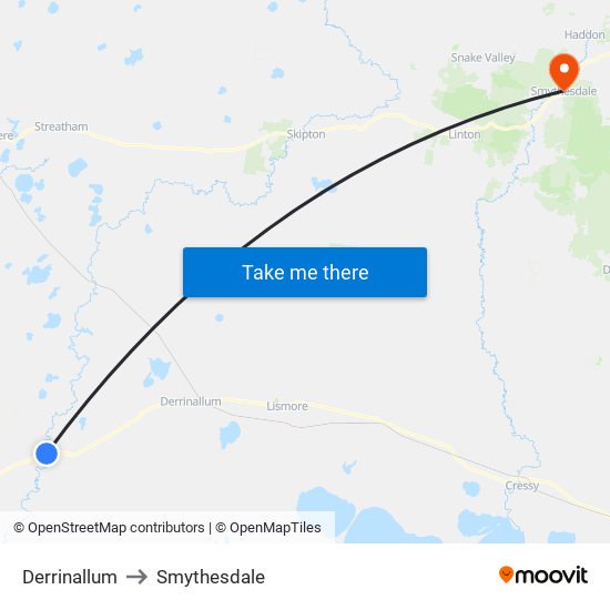 Derrinallum to Smythesdale map