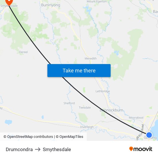 Drumcondra to Smythesdale map