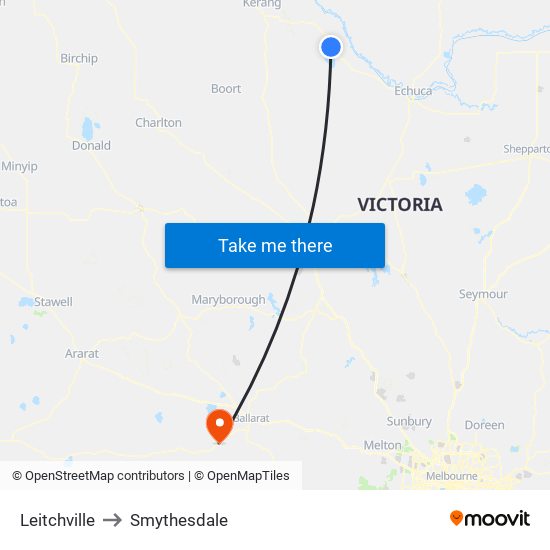 Leitchville to Smythesdale map