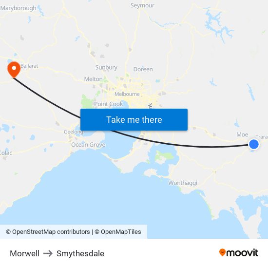 Morwell to Smythesdale map