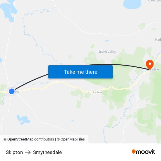 Skipton to Smythesdale map