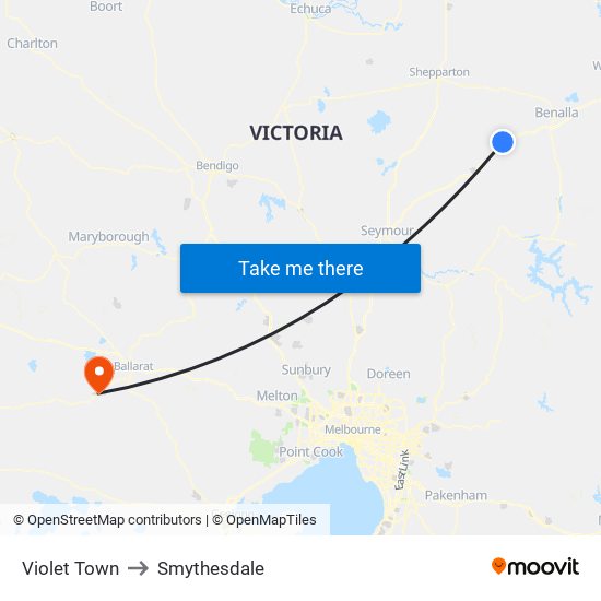 Violet Town to Smythesdale map