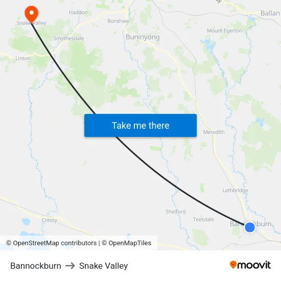 Bannockburn to Snake Valley map