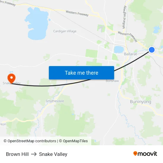 Brown Hill to Snake Valley map