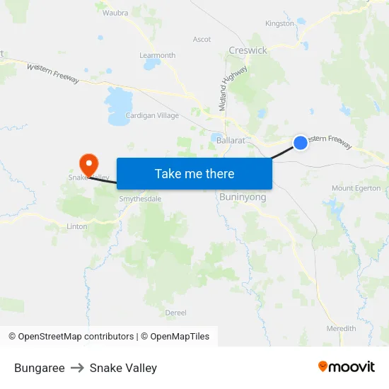 Bungaree to Snake Valley map