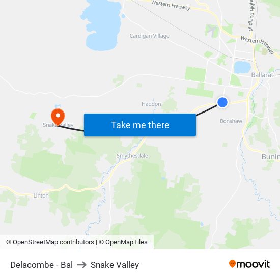 Delacombe - Bal to Snake Valley map