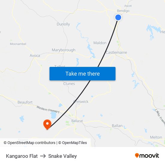 Kangaroo Flat to Snake Valley map