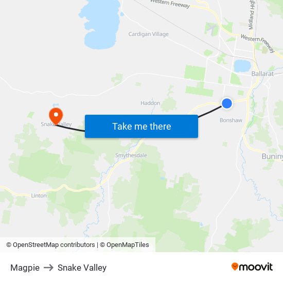 Magpie to Snake Valley map