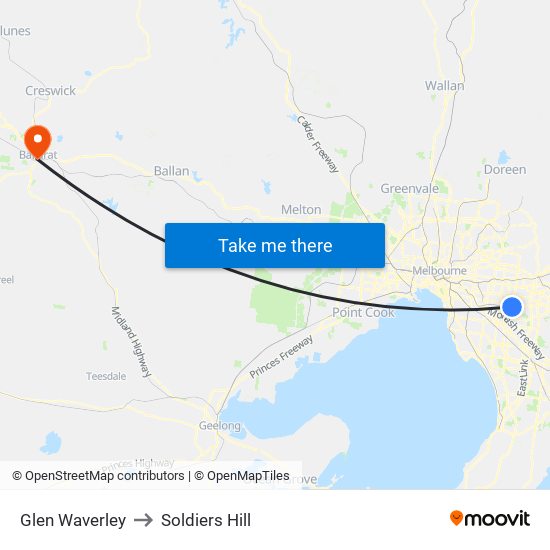 Glen Waverley to Soldiers Hill map