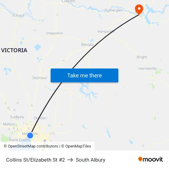 Collins St/Elizabeth St #2 to South Albury map