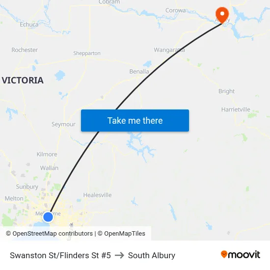 Swanston St/Flinders St #5 to South Albury map