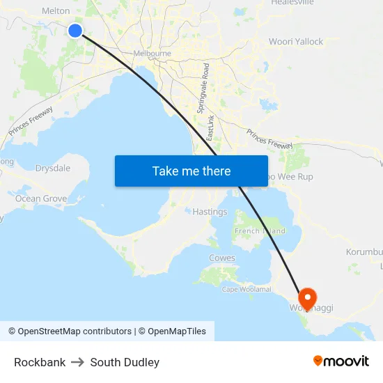 Rockbank to South Dudley map