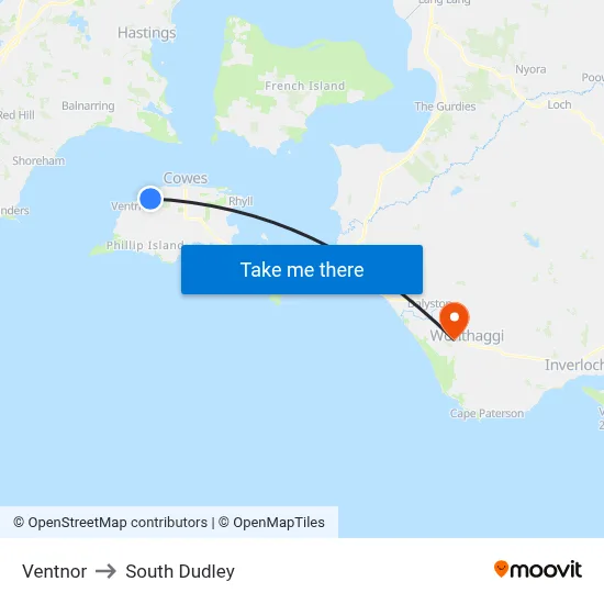 Ventnor to South Dudley map