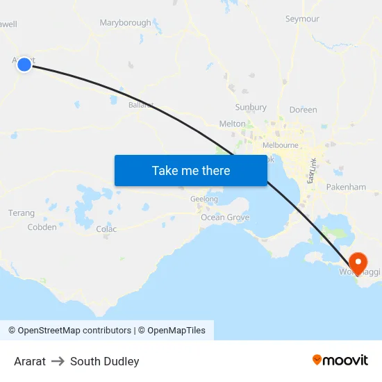 Ararat to South Dudley map