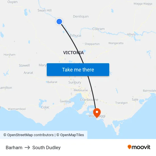 Barham to South Dudley map