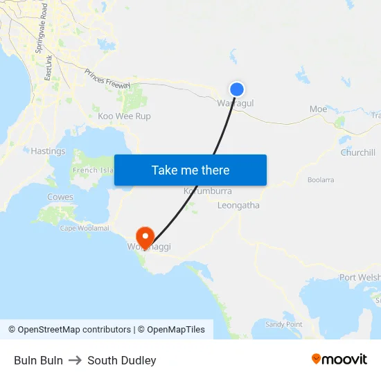 Buln Buln to South Dudley map