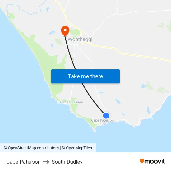 Cape Paterson to South Dudley map