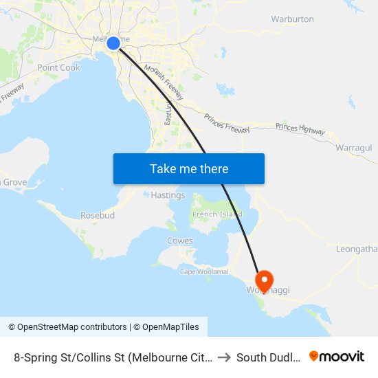 8-Spring St/Collins St (Melbourne City) to South Dudley map