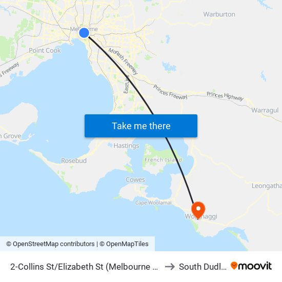 2-Collins St/Elizabeth St (Melbourne City) to South Dudley map